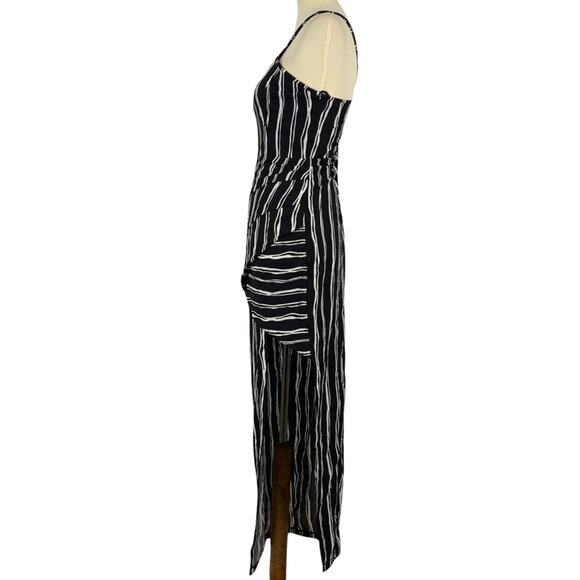 Lumier by Bariano XS Black White Striped Maxi Dress Open Side Sleeveless NWT - Picture 6 of 11